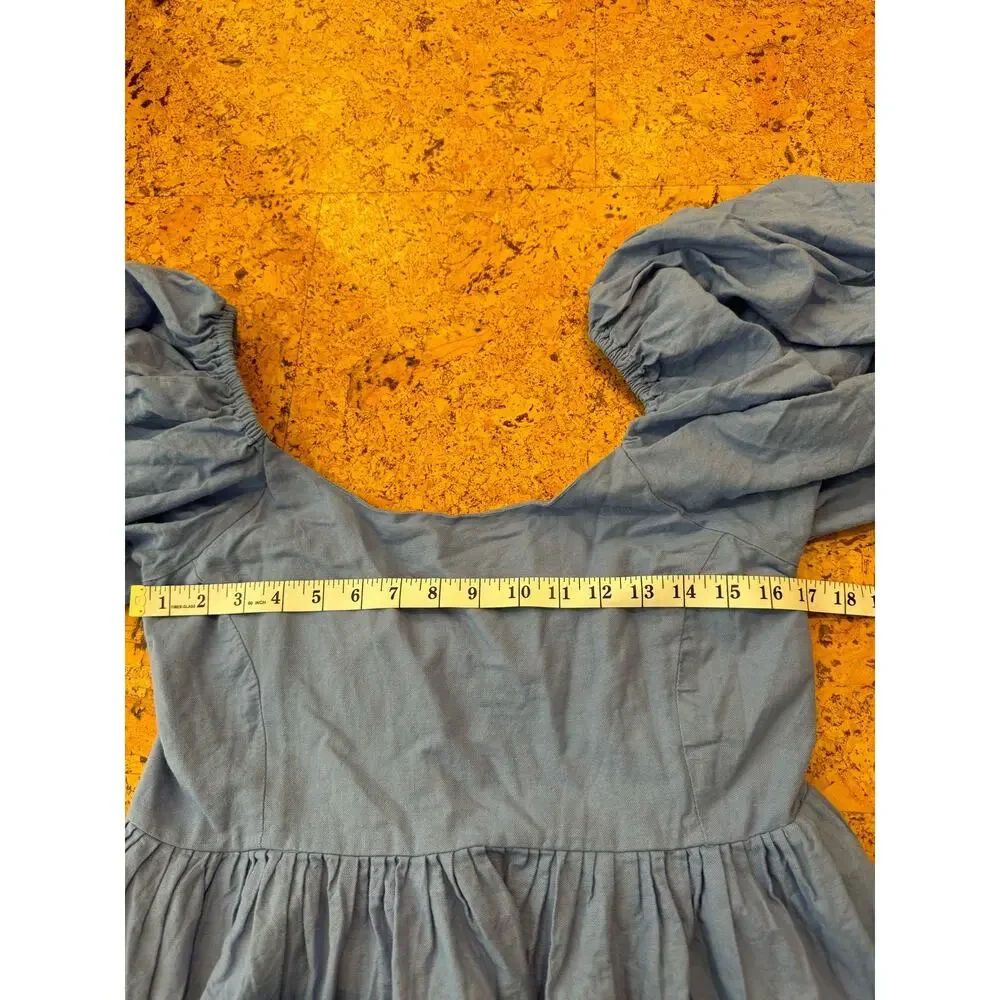 ELF Made by Hand Dress large Puff short sleeve mini dress 100% Linen ruched XXL - Picture 10 of 11